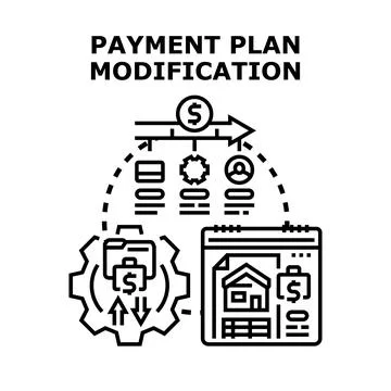 Payment plan modification process adjusting financial conditions Stock Illustration