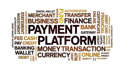 Payment Platform animated word cloud,animation kinetic typography seamless loop Stock Footage 300713258