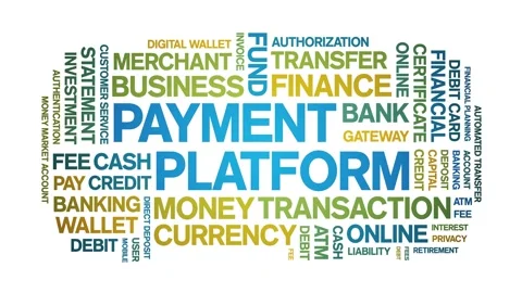Payment Platform animated word cloud,animation kinetic typography seamless loop Stock Footage 300713338