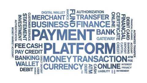 Payment Platform animated word cloud,animation kinetic typography seamless loop Stock Footage 300713682