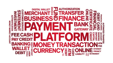 Payment Platform animated word cloud,animation kinetic typography seamless loop Stock Footage 300713847