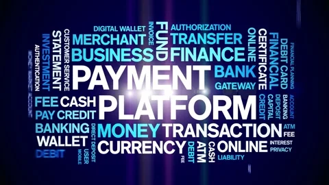 Payment Platform animated word cloud,animation kinetic typography seamless loop Stock Footage 300720742