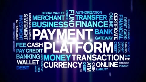 Payment Platform animated word cloud,animation kinetic typography seamless loop Stock Footage 300721483