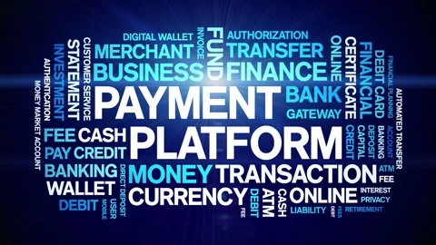 Payment Platform animated word cloud,animation kinetic typography seamless loop Stock Footage 300722962