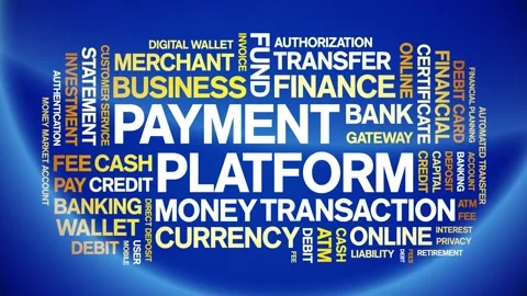 Payment Platform animated word cloud,animation kinetic typography seamless loop Stock Footage 300728749