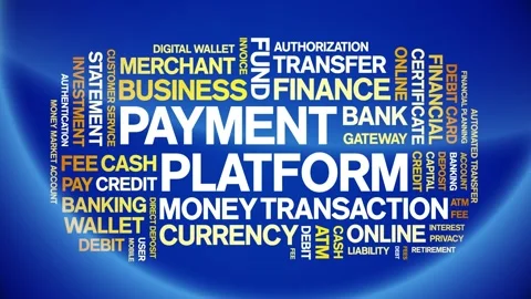 Payment Platform animated word cloud,animation kinetic typography seamless loop Stock Footage 300729914