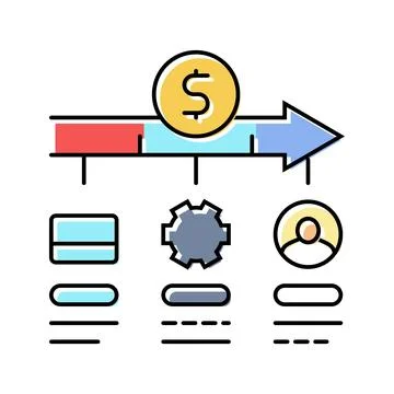 Payment processing business process color icon vector illustration Illustrazione stock