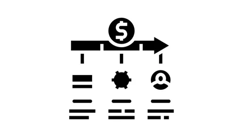 Payment processing business process glyph icon animation Stock Footage 326147765