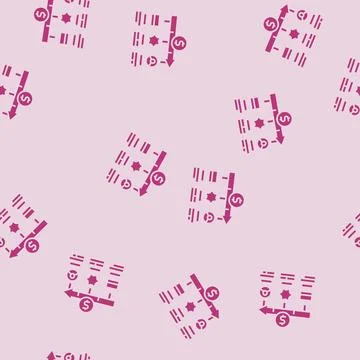 Payment processing business process glyph seamless pattern Illustrazione stock