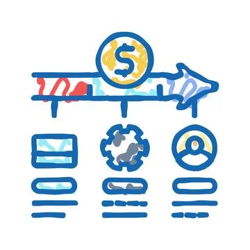 Payment processing business process icon doodle illustration Illustrazione stock
