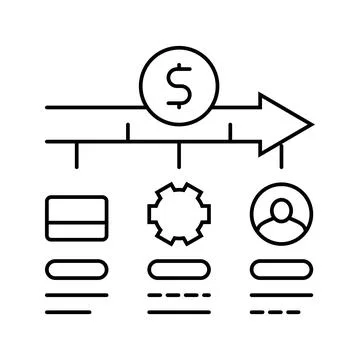 Payment processing business process line icon vector illustration 库存插图
