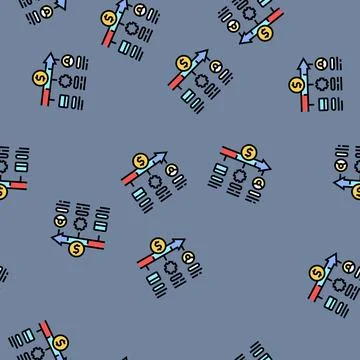 Payment processing business process vector seamless pattern Illustrazione stock