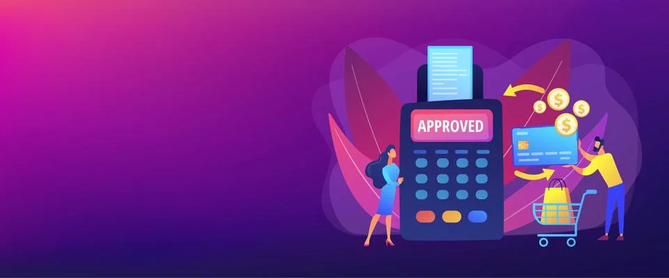 Payment processing concept banner header Stock Illustration