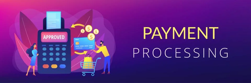 Payment processing concept banner header Stock Illustration