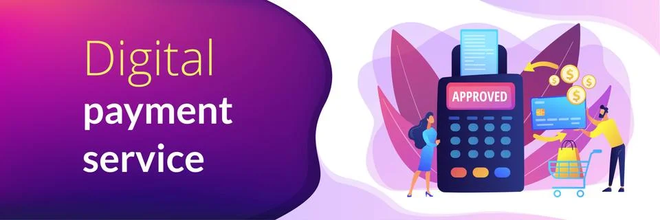 Payment processing concept banner header Stock Illustration