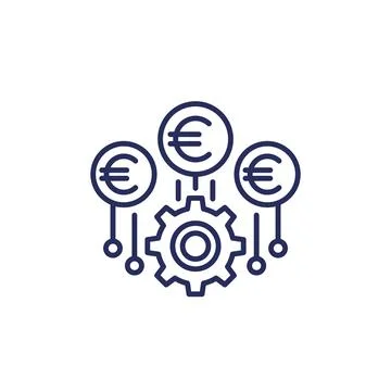 Payment processing line icon with euro Stockillustratie