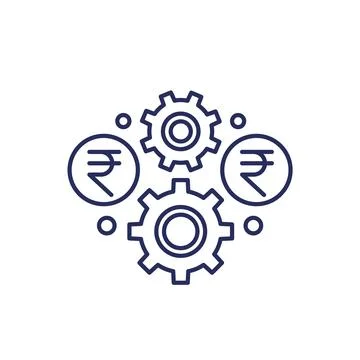 Payment processing line icon with rupee Stock Illustration