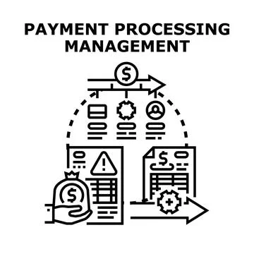 Payment processing management system for financial transactions Stock Illustration