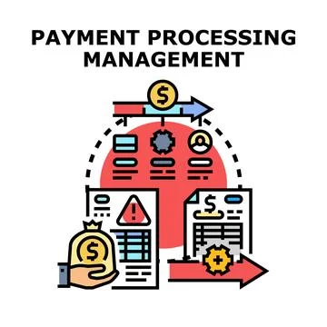 Payment processing management system for financial transactions Stock Illustration