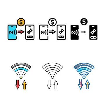 Payment progress nfc technology color icon multipack vector Stock Illustration