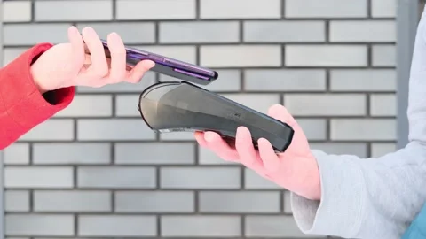 Payment for purchases using a smartphone, NFC Stock Footage 150037326