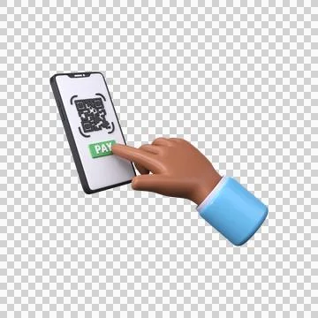 Payment by qr code from mobile phone, 3d style. Stock Illustration