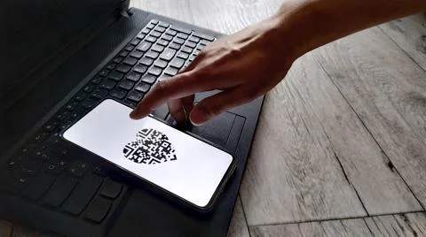 Payment by QR code. QR code in the shape of a heart. Valentine's Day. Stock Photos