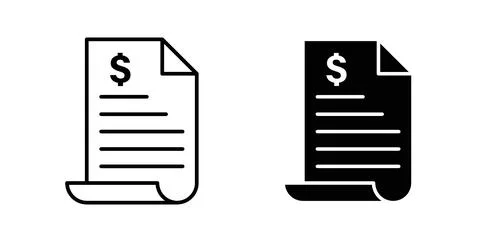 Payment receipt icon collection in black, Line icons, flat symbols Stock Illustration