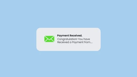 Payment Received notification appearing text animation Stock Footage 326142773