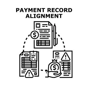 Payment record alignment evaluating financial reconciliation process Illustrazione stock