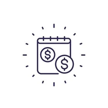 Payment schedule line icon on white, vector Stock Illustration