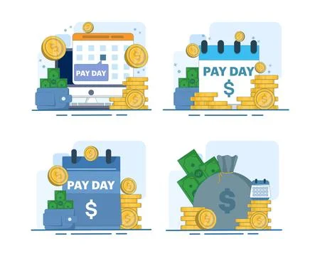 Payment schedule set featuring payday, salary dates, bill deadlines. Stock-Illustration