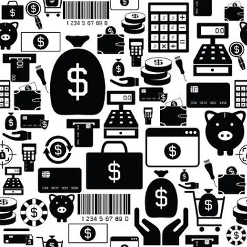 Payment seamless pattern background icon. Illustrazione stock