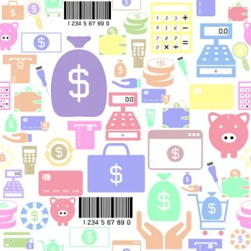 Payment seamless pattern background icon. Illustrazione stock