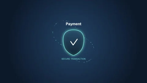 Payment secured graphic animation with checkmark on shield, digital transac.. Video stock 346243926