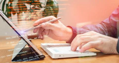 Payment Security Concept. Hacker in Black Gloves Hacking the System. Stock Photos