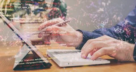 Payment Security Concept. Hacker in Black Gloves Hacking the System. Stock Photos