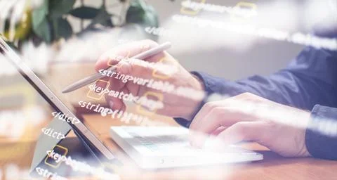 Payment Security Concept. Hacker in Black Gloves Hacking the System. Stock Photos