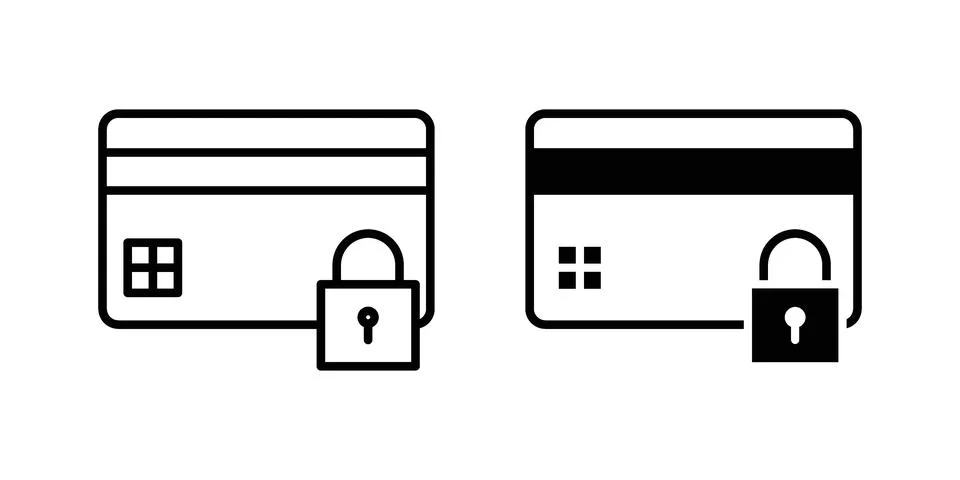 Payment security icon set modern line and solid style collection. Stock Illustration