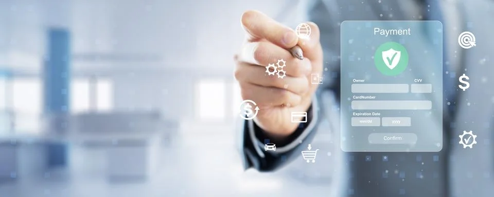 Payment Security System for Online Transactions and Financial Data Protection Stock Photos