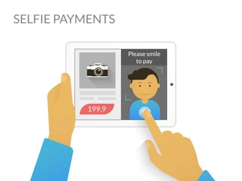 Payment with selfie Illustrazione stock