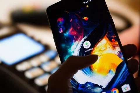 Payment service Android Pay Stock Photos