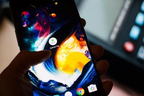 Payment service Android Pay Stock Photos