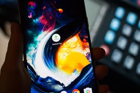Payment service Android Pay Stock Photos