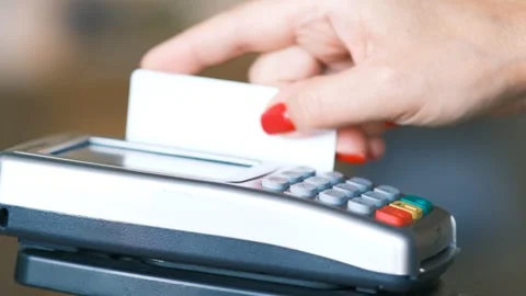 Payment by smartphone with chroma green screen via terminal without entering the Stock Footage 315338475