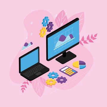 Payment solutions with computers 스톡 일러스트