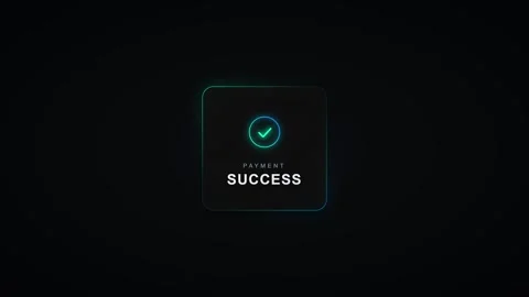 Payment success notification ui animation with glowing green checkmark on d.. Stock Footage 337554713