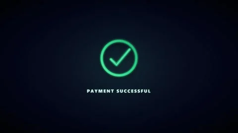 Payment successful animation with glowing green checkmark for e-commerce ui Stock Footage 337554541