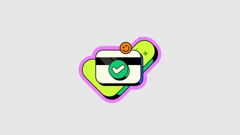 Payment successful approval animated UI overlay in neo brutalism Stock Footage 332232746