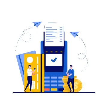 Payment successful, complete transaction concepts with character. Pos termi.. Stock Illustration